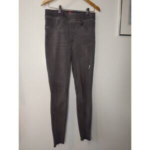 SPANX Pull-On Jeggings Women's M/M Tall Gray Raw Hem Skinny Stretch Pants
